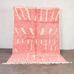 Handmade Pink Beni Ourain Rug: Authentic Moroccan Berber Wool 8x10