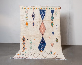 Tapis Berbère Marocain Vintage Fait Main - Laine Multicolore - 6.5x11 Ft - Boho