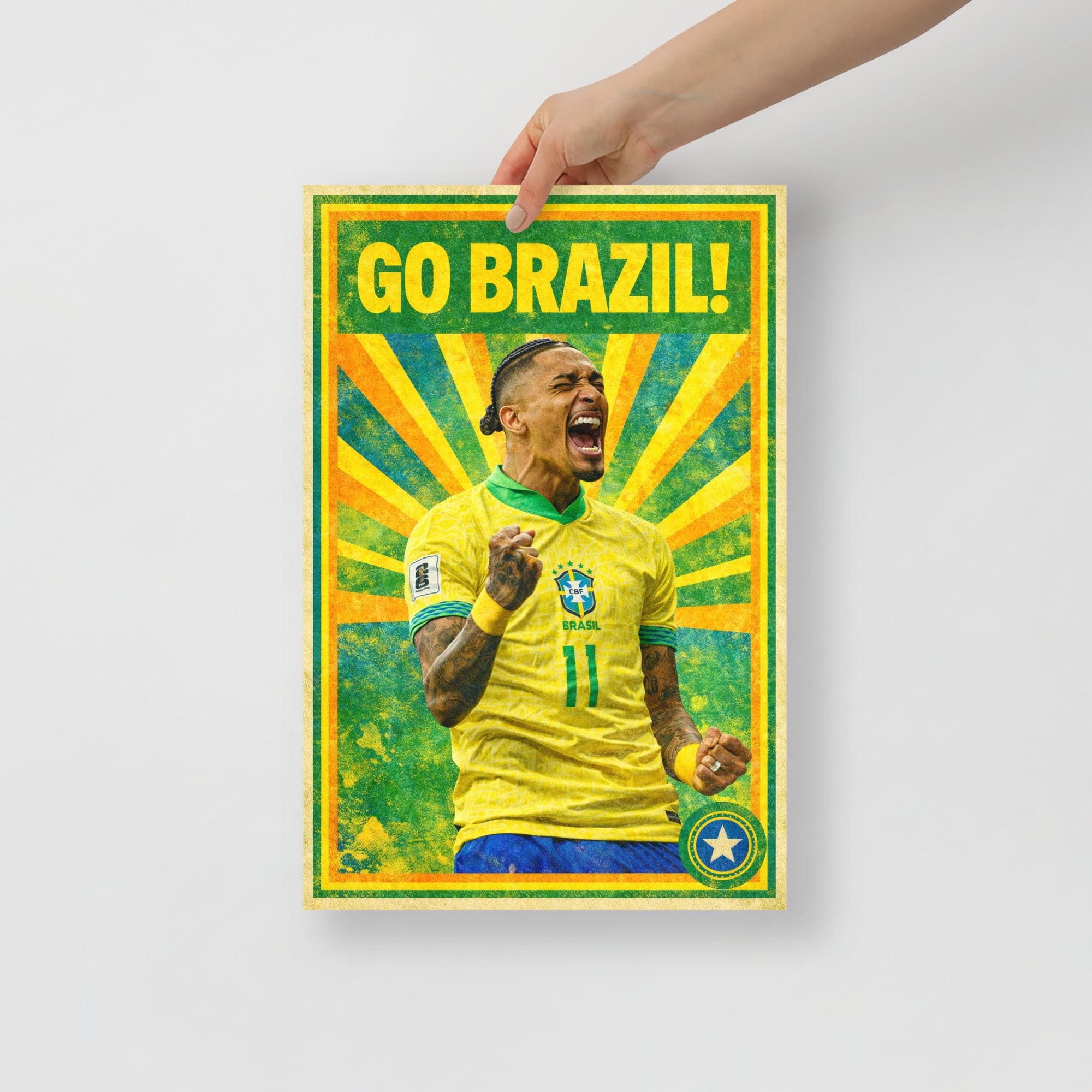 Brazil World Cup 2026 Poster – Raphinha Soccer Wall Art – Brazil