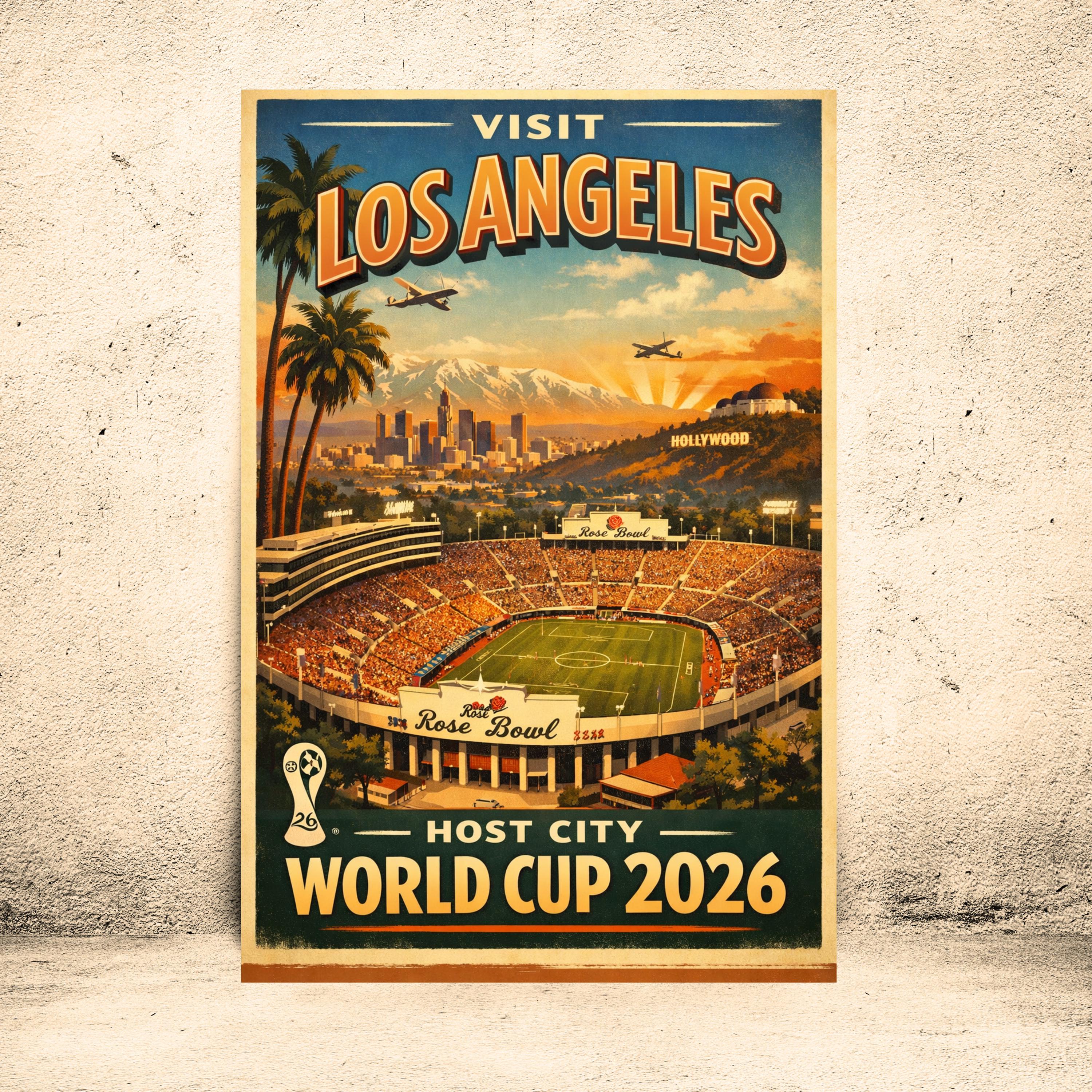 Los Angeles World Cup 2026 Poster | Retro Travel L.A. Soccer Art