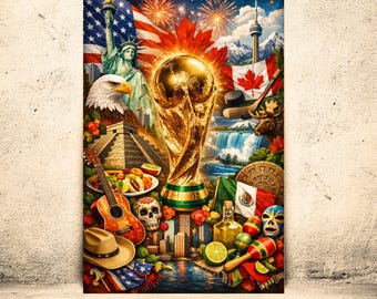 World Cup 2026 Poster | Retro Travel USA Mexico Canada | Soccer Wall Art | Vintage Football Print | Sports Fan Decor