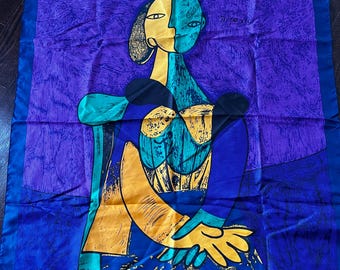 Vintage 80s Picasso Art Print Large Square Scarf 34