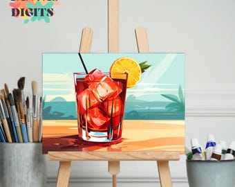 大人のためのクールなカクテルペイントキット、ミックスドリンクDIYペイントバイナンバーキット、数字で色を塗る、アート愛好家へのプレゼントに最適