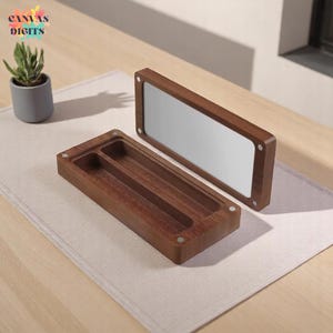 Handmade Wood Watercolor Box, 12 Slot Wooden Palette For Watercolor Or Acrylic, Walnut Storage For Artists, Paint Organizer Gift Idea