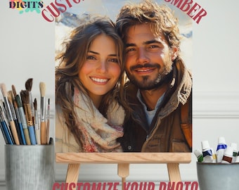 Pintura personalizada por números, kit de pintura por números personalizado, pinte sua própria foto, arte em tela faça você mesmo, retrato de animal de estimação, arte de parede personalizada