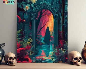 Halloween Paint By Numbers Kit, Haunted Gothic Mirror With Ghost Reflection, Diy Acrylic Painting For Adults, Spooky Wall Art Gift