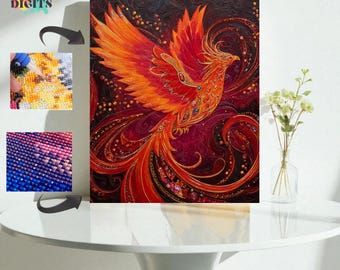 Fiery Phoenix Diamond Painting Kit, Vibrant Gem Canvas For Adults, 5D Diamond Art Kit For Beginners & Experts, Relaxing Activity For Adults