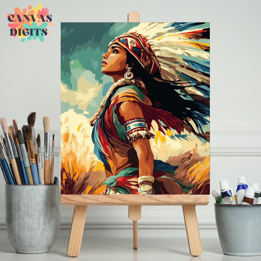 Dreaming Indian Girl Paint by Numbers Kit for Adults, Color by Number ...