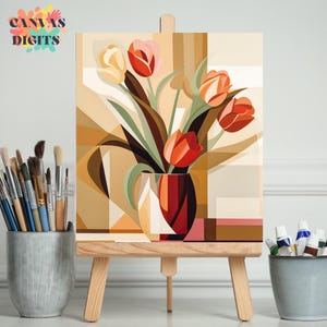 Simple Flower Vase Painting Kit For Adults, Diy Paint By Number Canvas, Color by Number Art, Easy Numbered Canvas Set, Creative Hobby
