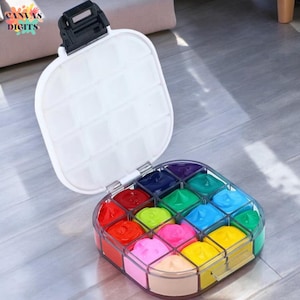 Paleta de acuarela sellada, bandeja de pintura plegable, caja de mezcla de pintura portátil, 16 compartimentos, paleta de arte a prueba de fugas, kit de pintura de viaje