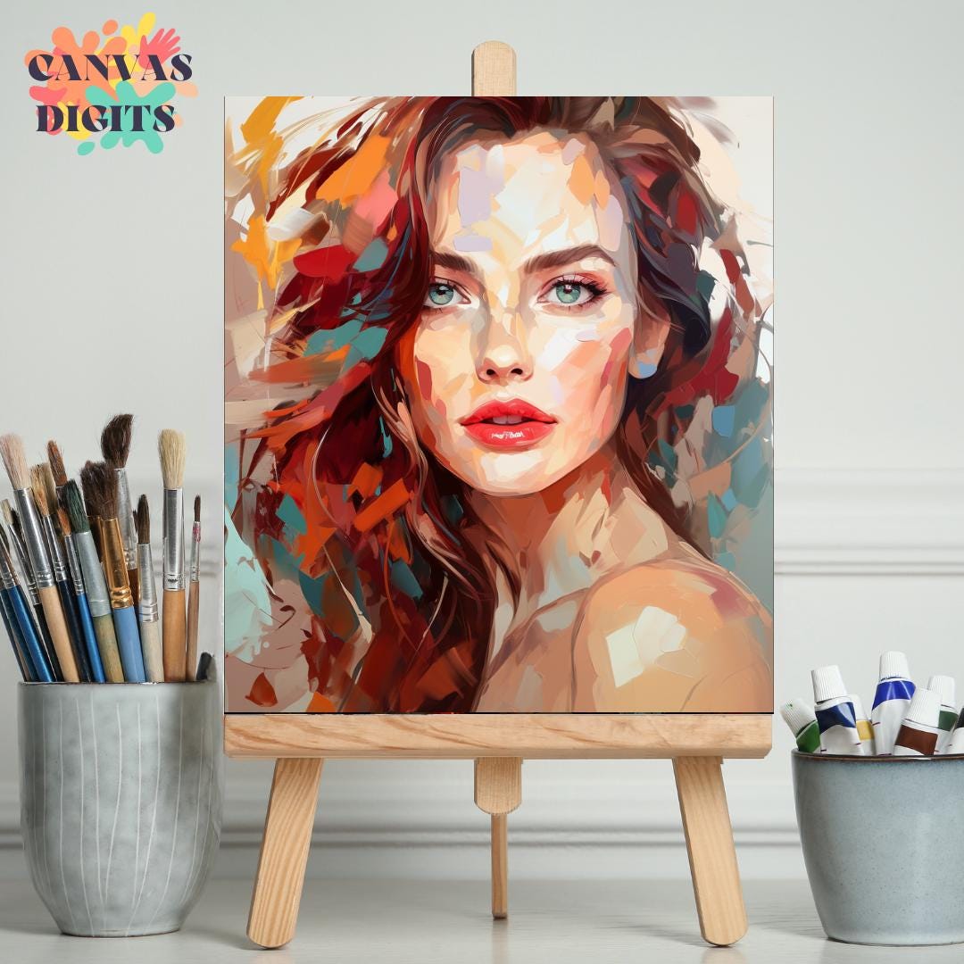 Red Hair Woman Portrait Paint by Numbers Kit, Beautiful Woman Portrait ...