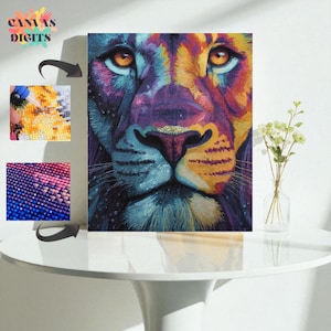 Kit de pintura de diamantes de león, arte de diamante 5D con taladro completo para adultos, retrato realista de león, arte de puntos de diamante, decoración de pared en lienzo DIY