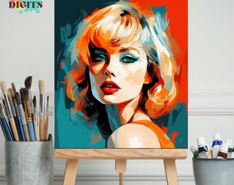 Stylish Woman Paint by Numbers Kit, Diy Painting by Numbers, Contemporary Pop Art,  Bold Color Canvas, Creative Painting For Adults