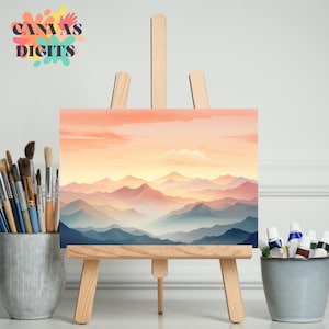 Majestic Peaks Painting Set, Diy Mountain Landscape Paint By Numbers Kit, Adults Artistic Adventure Awaits, Color By Number