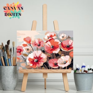 Blooming Flowers Diy Painting, Canvas Paint By Numbers Kit For Adults, Color By Numbers For Relaxing Activity, Easy Painting Set