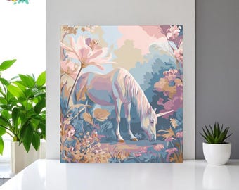 Kit De Pintura Por Números De Unicornio Con Marco – Lienzo Enmarcado Y Pinturas Acrílicas Para Niños De 5 A 9 Años, Decoración De Pared