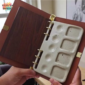 Ceramic Watercolor Palette With Travel Sketchbook, Ceramic Palette For Artists On The Go, Ceramic Mixing Palette, Perfect Gift For Painters