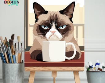 Funny Cat Paint By Numbers Kit For Adults, Vertical Diy Painting By Numbers Kit, Easy Acrylic Painting For Beginners, Gift For Painters