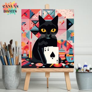 Funny Cat Paint By Numbers Kit For Adults, Diy Painting By Numbers On Canvas, Relaxing Color By Number Activity, Gift For Cat Lovers