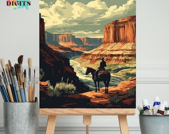 Kit de pintura por números del paisaje del Gran Cañón, pintura numerada DIY sobre lienzo, pintura por números para adultos, pintura acrílica para principiantes