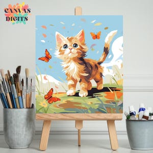 Peinture à numéros de chiot chat, numéro à colorier pour adultes, cadeau parfait pour les amoureux des chats, activité pour adultes, numéro à colorier