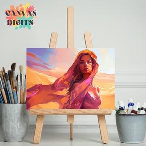Mysterious Woman In Desert Painting Kit, Paint By Numbers For Adults, Desert Woman Portrait, Relaxing Color By Number Activity