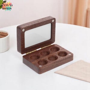 Mini Wooden Paint Palette Box, Walnut Wood Palette With 6 Wells, Compact Wood Palette For Artists, Portable Artist Gift, Creative Travel Set
