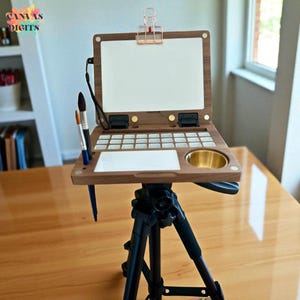 Portable Wooden Paint Palette, Folding Art Palette With Brush Slots And Mixing Tray, Artist Travel Kit For Watercolor, Gift For Painters