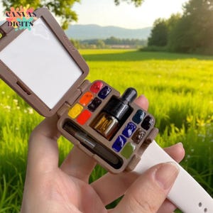 Portable Watercolor Palette In Watch Design, Creative Watch-Style Palette, Pocket Paint Box With Accessories, Ideal For Plein Air Painting