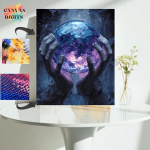 Zestaw do malowania diamentami z kryształową kulą, malowanie diamentami, fantastyczna kryształowa kula, malowanie diamentami DIY dla dorosłych, prezent dla miłośników rękodzieła
