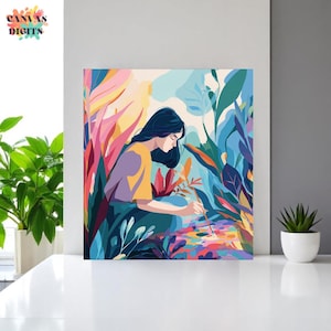 Dreamy Woman Painting By Numbers, Diy Paint By Numbers For Adults, Artistic Woman Surrounded By Flowers, Complete Numbered Painting Kit