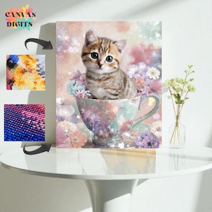 Entzückende Katze Diamant Kunst, 5D Diamant Malerei Kit für Wohnkultur & Geschenke, 5D Diamant Malerei Kit für Erwachsene, Diamant Malerei für Katzenliebhaber