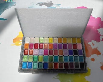 60 Pearl Watercolor Paints Kit For Artists, Metallic Watercolor Paint Set, Portable 60-Color Watercolor Paint Box, Perfect Gift For Painters
