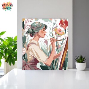 Woman Painter Painting By Numbers On Canvas, Woman Portrait Paint By Numbers For Adults, Acrylic Painting For Art Lovers, Color By Numbers