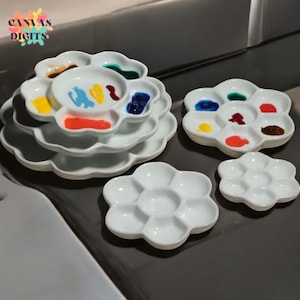 GARIOUANS Keramik Mischpalette Weiß - 7 Wells Für Aquarell, Acryl & Ölfarben