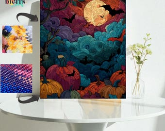 Halloween Diamond Painting For Adults, Colored Clouds Painting With Diamonds, Diy 5D Diamond Art Kit Activity For Adults