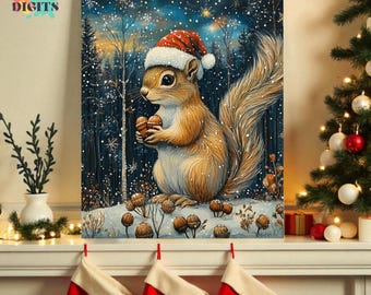 大人のための数字で塗るリスのクリスマスペイントキット。クリスマスにぴったりのギフト。数字で塗るアクティビティ。数字で塗るペイントコンプリートキット。