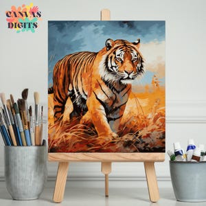 Tiger Paint By Numbers Kit For Adults, Numbered Canvas Art, Vertical Diy Painting By Numbers Kit, Artistic Hobby For Adults