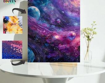 Cosmic Universe Diamond Dot Art, Full Drill Diamond Painting With Stars And Planets, Diy Space Gift For Adults, Wall Decor
