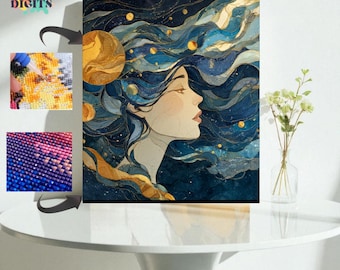 Divine Cosmic Woman Diamond Art, Woman Diamond Painting Kit, Diy Space Art Activity For Adults, Wall Art For Fantasy Lovers