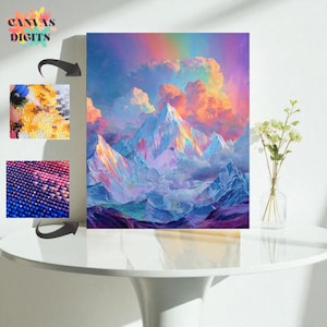 Surreal Kristall Berg Diamant Malerei Kit, Regenbogen Fantasie Berg Diamond Dotz Kit, Diamond Art Kit, 5D Diamant Kunst für Wohnkultur