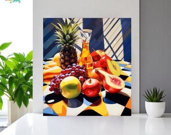Geometrische Obstkunst Malen Nach Zahlen für Erwachsene, Bunte Obstscheiben Basteln, Einfaches Malset Für Erwachsene, Malset, Malen nach Zahlen