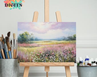 Platteland natuur canvas schilderij kit, landschap diy schilderij op nummer kit, perfect cadeau voor kunstliefhebbers