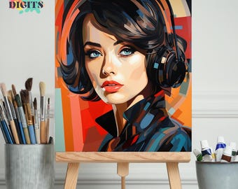 Pop Art Paint By Numbers, Woman Painting Kit, Bold Colors Portrait, Numbered Painting Set, Relaxing Color By Number Activity, DIY Gift Ideas