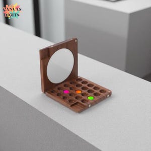 Wooden Watercolor Palette Box, Mini Walnut Wood Palette For Watercolor And Gouache, Handmade Artist Palette For Plein Air Painting