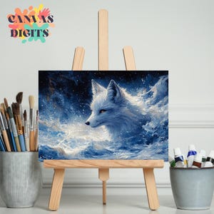 Creative Arctic Fox In Icy Scenery, Winter Painting By Numbers Kit, Easy Acrylic Painting For Beginners, Color By Number For Adults