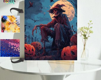 Zestaw do malowania diamentami, diamentowe malowanie szkieletów, DIY Halloween dla dorosłych, Kompletny zestaw do malowania diamentami 5D, Malowanie na Halloween diamentami