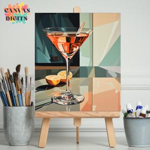 Refreshing Cocktail Drink Paint By Numbers Kit, Color By Number For Adults, Easy Acrylic Painting For Beginners, Perfect Art Hobby Gift