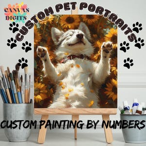Custom Pet Portrait Paint By Numbers Kit, Custom Puppy Portrait On Canvas, Personalized Paint By Numbers For Adults, Gift For Pet Lovers