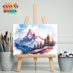 Alpine Mountain Paint By Number Kit, DIY Numbered Painting, Scenic Landscape On Canvas, Color By Number For Adults, Art Hobby